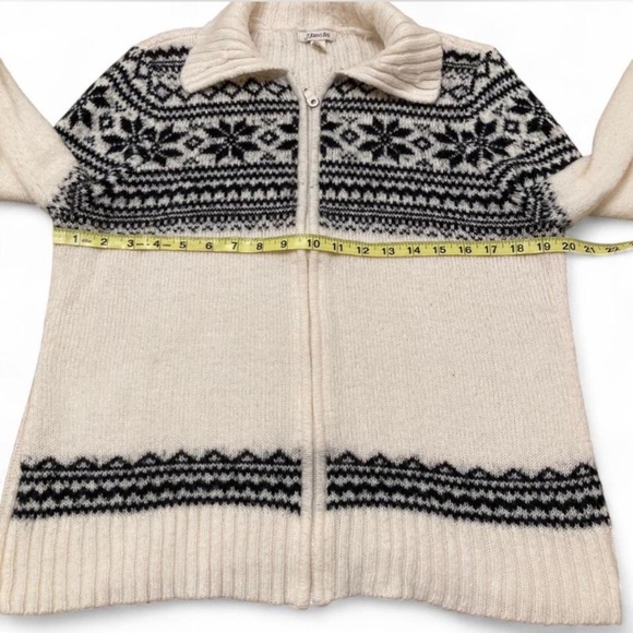 Vintage St. John's Bay Fair Isle Zip Up Sweater, Black & White, Fall, Women’s XL - Picture 6 of 8